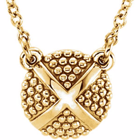 85934:108:P 14kt Yellow Granulated X 18" Necklace