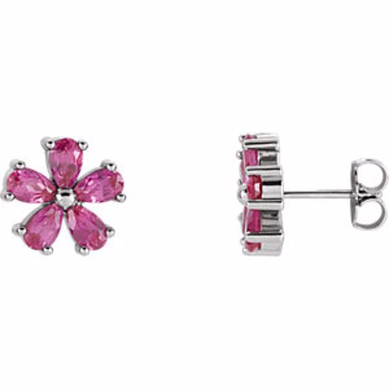 85942:105:P 14kt White Chatham® Created Pink Sapphire Earrings