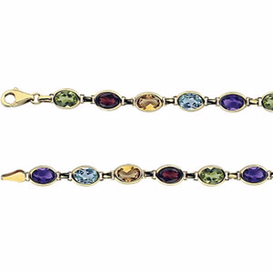 651540:100:P 14kt Yellow Multi-Gemstone 7" Bracelet