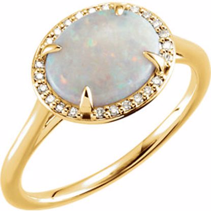 71633:104:P 14kt Yellow Opal & .06 CTW Diamond Ring