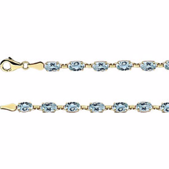 651539:102:P 14kt Yellow Sky Blue Topaz 7" Bracelet