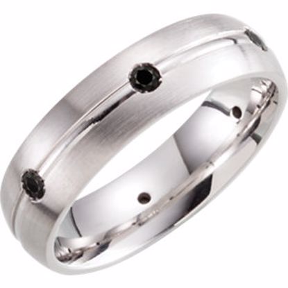 651402:1145:P Sterling Silver 6mm 1/3 CTW Black Diamond Band Size 14.5