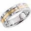 651398:115:P 14kt White & Yellow 6mm .03 CTW Diamond Grooved Band Size 15