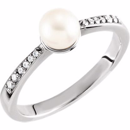 6472:104:P 14kt White 6mm Pearl & .08 CTW Diamond Ring