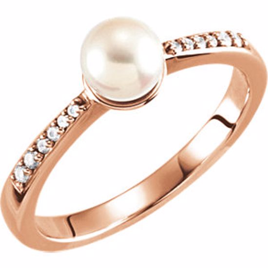 6472:105:P 14kt Rose 6mm Pearl & .08 CTW Diamond Ring