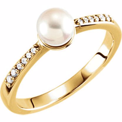 6472:103:P 14kt Yellow 6mm Pearl & .08 CTW Diamond Ring