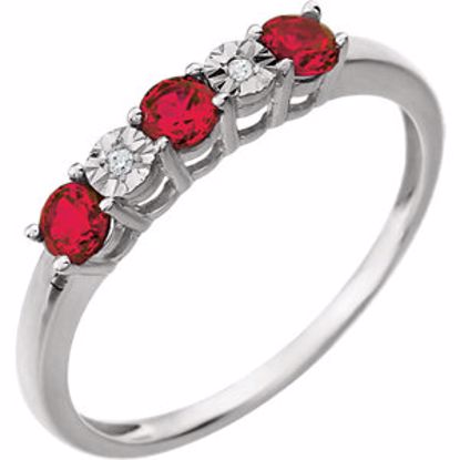 651542:102:P 14kt White Created Ruby & .01 CTW Diamond Ring