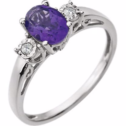 651544:101:P 14kt White Amethyst & .04 CTW Diamond Ring