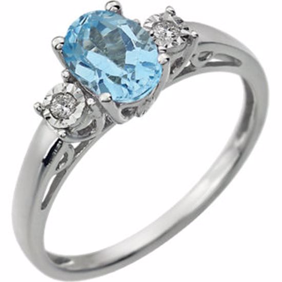 651544:102:P 14kt White Swiss Blue Topaz & .04 CTW Diamond Ring