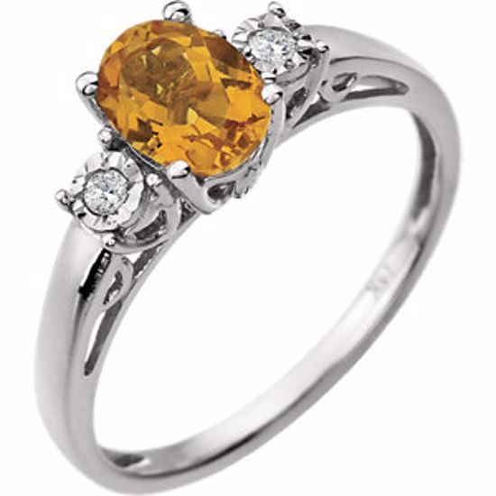 651544:103:P 14kt White Citrine & .04 CTW Diamond Ring