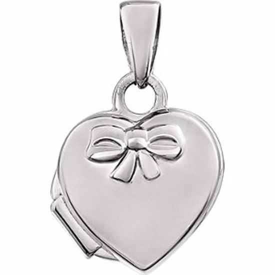 22778:287175:P 14kt White Heart Embossed Bow Locket