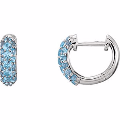 651525:102:P 14kt White Swiss Blue Topaz Earrings