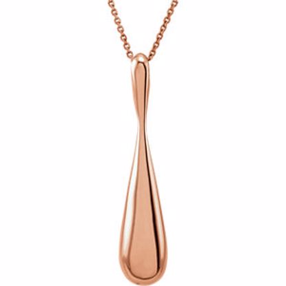 85666:107:P 14kt Rose 40.3x8.3mm Teardrop-Shaped 18" Necklace