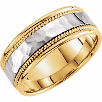 51296:210:P 14kt Yellow & White 8mm Hammered Hand-Woven Band Size 10