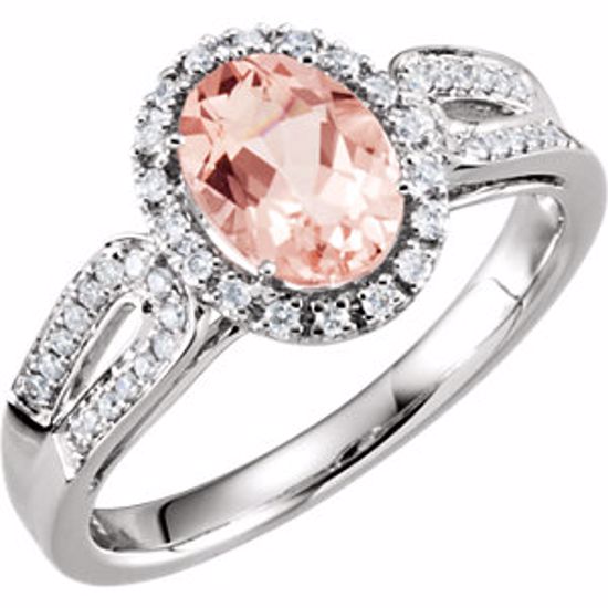 651508:100:P 14kt White Morganite & 1/5 CTW Diamond Ring