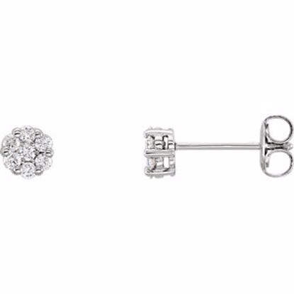 651471:60003:P 14kt White 1/4 CTW Diamond Cluster Earrings