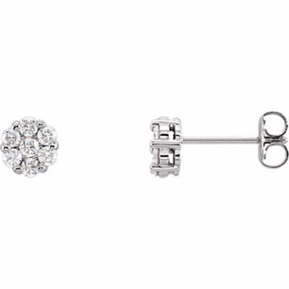 651471:60004:P 14kt White 1/2 CTW Diamond Cluster Earrings