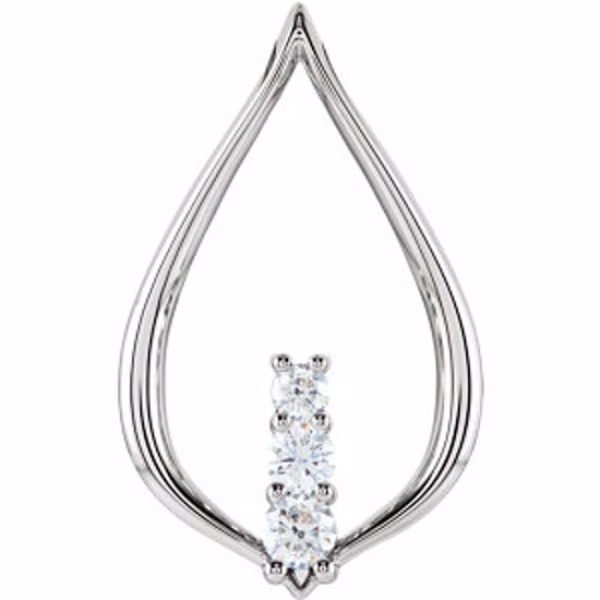 85975:105:P 14kt White 1/2 CTW Diamond 3-Stone Pendant