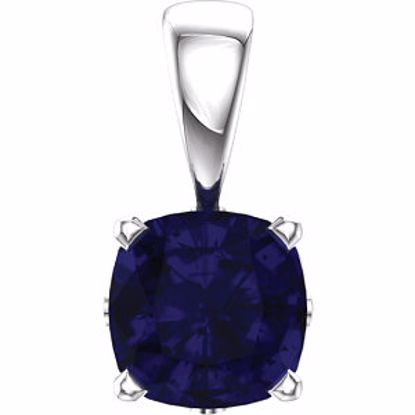 85860:104:P 14kt White Chatham® Created Blue Sapphire Pendant