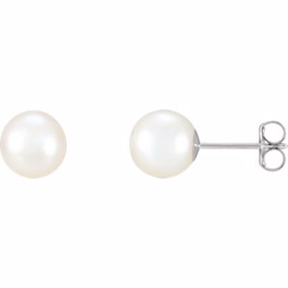 1608:104:P 14kt White 7-7.5mm Freshwater Cultured Pearl Earrings