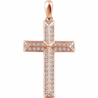 651389:108:P 14kt Rose 1/2 CTW Diamond Cross Pendant