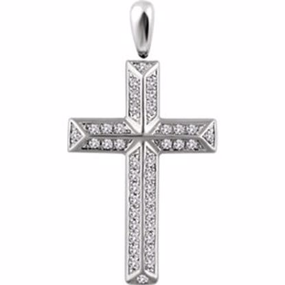 651389:104:P 14kt White 1/3 CTW Diamond Cross Pendant