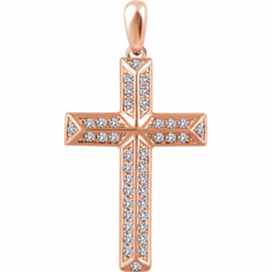 651389:105:P 14kt Rose 1/3 CTW Diamond Cross Pendant