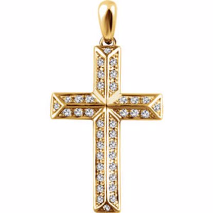 651389:100:P 14kt Yellow 1/4 CTW Diamond Cross Pendant