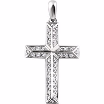 651389:101:P 14kt White 1/4 CTW Diamond Cross Pendant