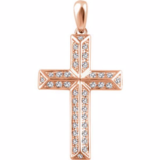 651389:102:P 14kt Rose 1/4 CTW Diamond Cross Pendant