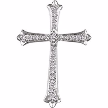 651390:113:P 14kt White 1 CTW Diamond Cross Pendant