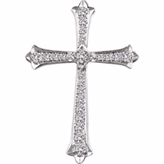 651390:113:P 14kt White 1 CTW Diamond Cross Pendant