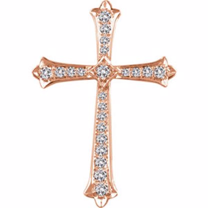 651390:114:P 14kt Rose 1 CTW Diamond Cross Pendant