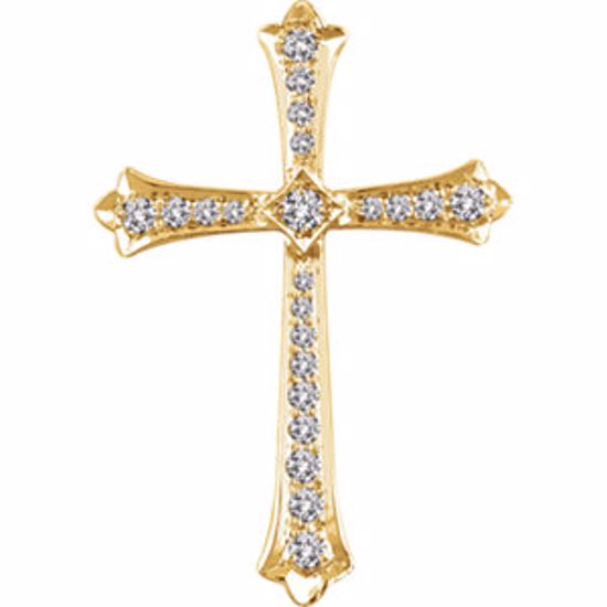 651390:100:P 14kt Yellow 1/4 CTW Diamond Cross Pendant