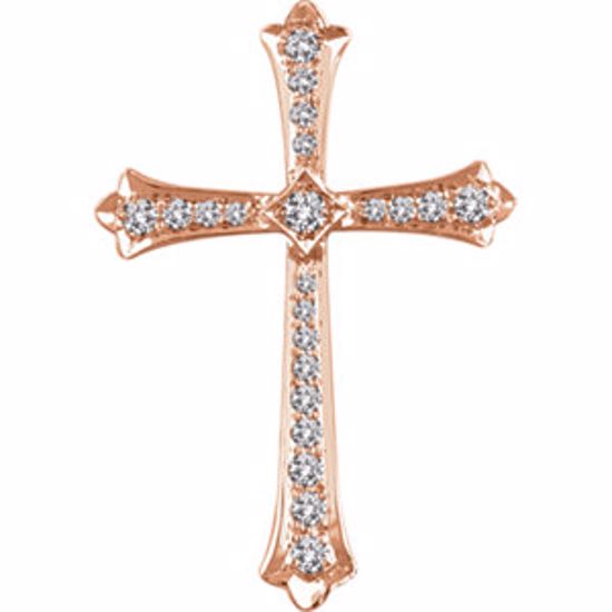 651390:102:P 14kt Rose 1/4 CTW Diamond Cross Pendant