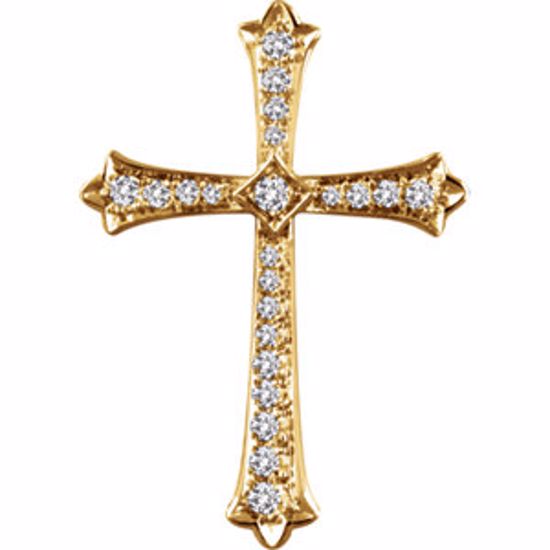 651390:106:P 14kt Yellow 1/2 CTW Diamond Cross Pendant