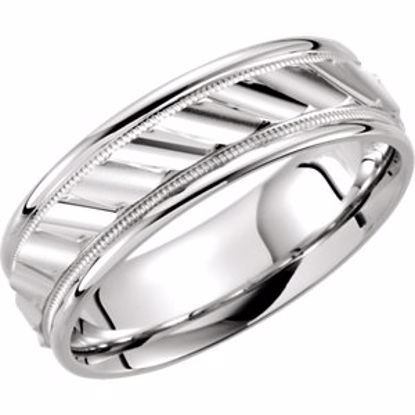 50181:105:P Platinum 6.75mm Grooved Design Band Size 10