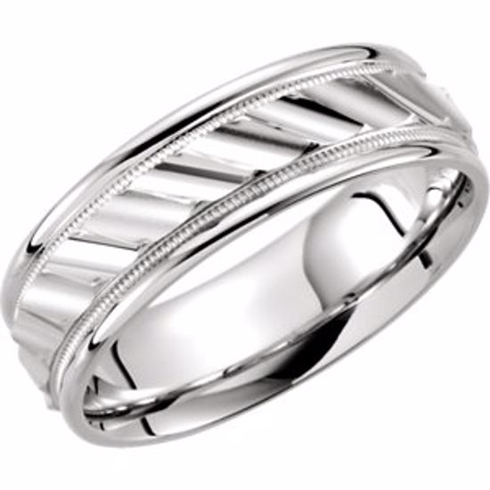 50181:105:P Platinum 6.75mm Grooved Design Band Size 10