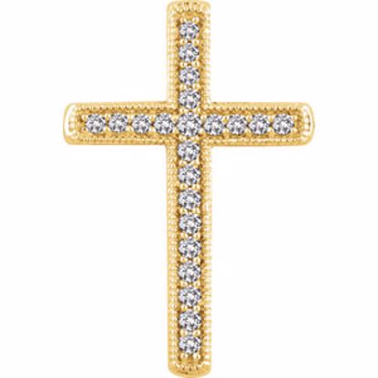 651392:100:P 14kt Yellow 1/4 CTW Diamond Cross Pendant