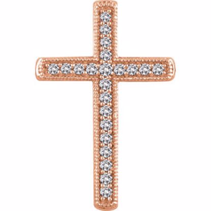 651392:102:P 14kt Rose 1/4 CTW Diamond Cross Pendant