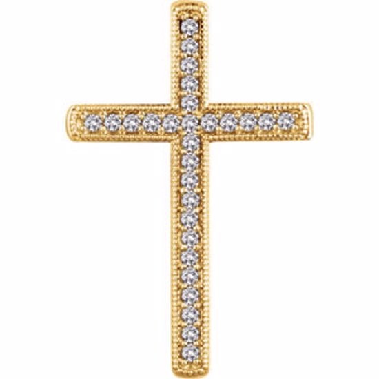 651392:103:P 14kt Yellow 1/3 CTW Diamond Cross Pendant