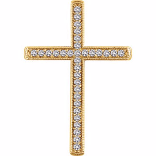 651392:106:P 14kt Yellow 1/2 CTW Diamond Cross Pendant