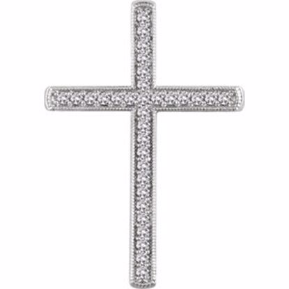 651392:107:P 14kt White 1/2 CTW Diamond Cross Pendant