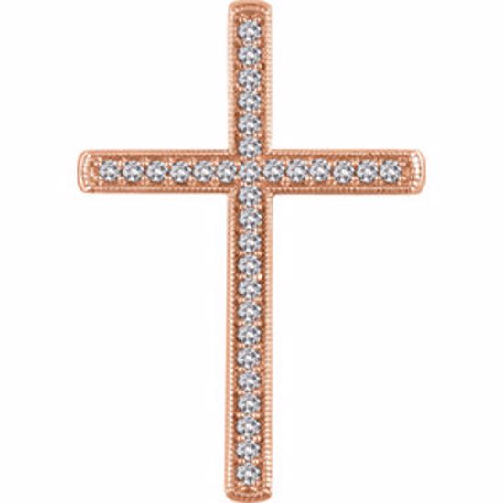 651392:108:P 14kt Rose 1/2 CTW Diamond Cross Pendant