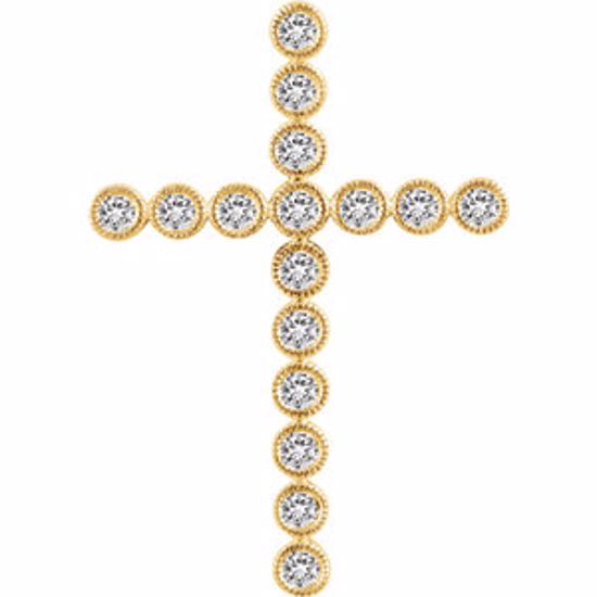 651393:112:P 14kt Yellow 1 CTW Diamond Cross Pendant