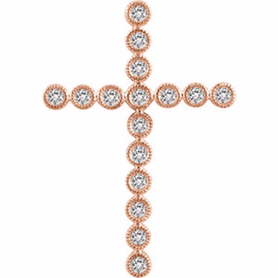 651393:108:P 14kt Rose 1/2 CTW Diamond Cross Pendant