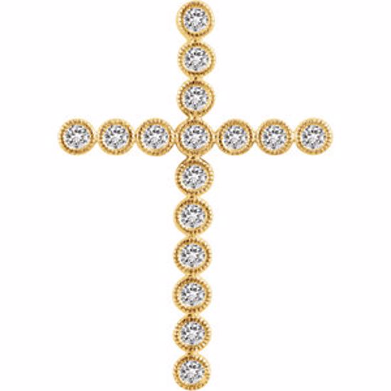 651393:109:P 14kt Yellow 3/4 CTW Diamond Cross Pendant