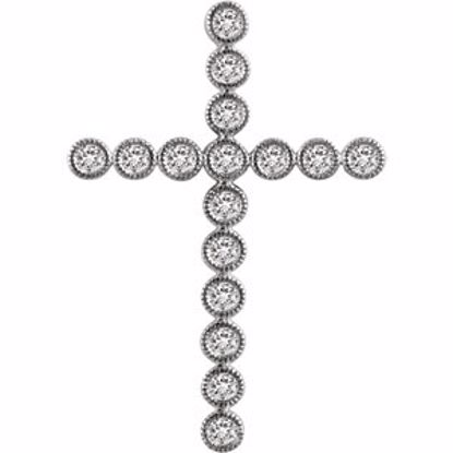 651393:110:P 14kt White 3/4 CTW Diamond Cross Pendant