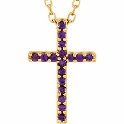 R42147:106:P 14kt Yellow Amethyst Cross 16" Necklace