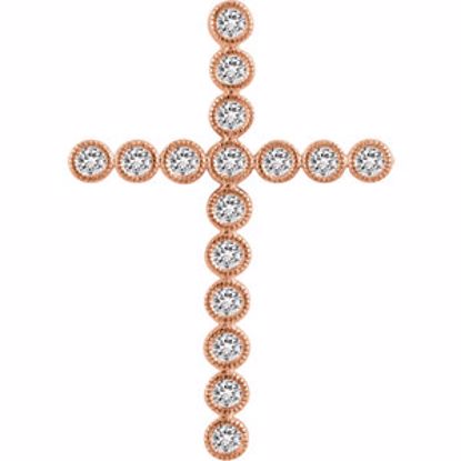 651393:111:P 14kt Rose 3/4 CTW Diamond Cross Pendant